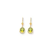 14k Yellow Gold 8mm Peridot Leverback Earrings