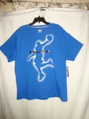 AND1 Men's Graphic T-Shirt Blue Basketball Silhouette Print Cotton Blend 2XL(CF)