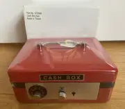Metal Cash Box for Kids Combination Lock & Key for Money Change Gift Cards RED