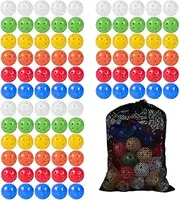 [KISEER] 90 Pack Colorful Plastic Practice Golf Balls Airflow Hollow Training Golf Balls with Nylon Mesh Golf Ball Bags for Driving Range, Swing Practice, Outdoor or Home Use