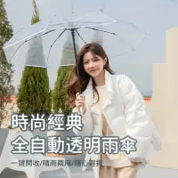 在飛比找momo購物網優惠-【OMG】時尚透明雨傘 加厚折疊三折傘 自動開合傘(IG熱門