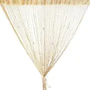 String Curtain Panel, Glitter Door Wall Window Doorways Panel Fly Screen Fringe Room Divider Blinds, Decorative Tassel Ribbon Strip Silver Screen for Living Room, Bedroom, Party Event (Champagne)