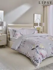 Lipsy Grey Poppy 200 Thread Count Duvet Cover and Pillowcase Set (Q48607) | $92 - $161