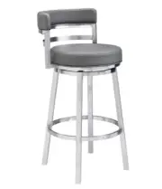 Madrid Contemporary 26" Counter Height Barstool in Brushed Stainless Steel...