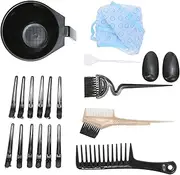 Labymos 19PCS Ha Dyeing Tool Ha Coloring Kit Barber Salon Dyeing Brush Comb Bowl Ha Dye Hat Sectioning Clips Set Hadressing Tool