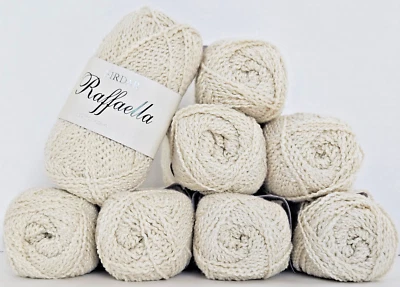 Lot of 8 Sirdar Raffaella yarn, Vanilla beige #481, Cotton/Acrylic, 50g ea.