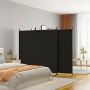 3 Panel Black Room Divider 525x180 cm Fabric Privacy Screen Folding Partition