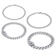 10K White Gold 3mm-9mm Miami Cuban Link Chain Bracelet Mens Womens 7" 7.5" 8" 9"