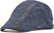 [LAIFEKE] Men's Cotton Flat Cap Embroidery Newsboy Hats Casual Duckbill Cap Driving Cap