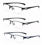 Men's Business Half Rim Alloy Reading Glass +1.0 1.5 2.0~+4.0 +4.5 +6.0