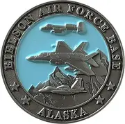 Artisan Owl Eielson Air Force Base AFB Alaska Challenge Coin - 45mm (1.77") Diameter - Brass - Polished Metal - Uncertified/Seller Graded
