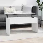 Coffee Side Table White Modern Style Lift-Top Storage Compartment Home Furniture