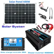 600W Solar Panel 6000W Inverter 12V to 110V/220V Solar Power Generation System H