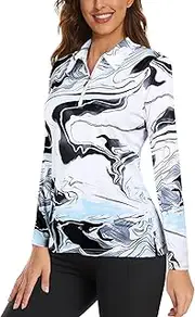 [Viracy] Womens Golf Shirt UPF50+ Sun Protection Short Sleeve 1/4 Zip Up Polo Workout Tops Fast Dry Fit Moisture Wicking