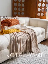 在飛比找松果購物優惠-北歐簡約沙發毯 空調毯 披肩斗篷 腈綸材質 保暖舒適 (4.