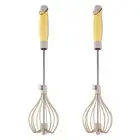 2pcs Stainless Steel Semi Automatic Whisk,Rotating Automatic Eggbeater,4007
