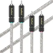 Preffair 2Pcs/1 Pair Audiophile HiFi Stereo RCA Cable Pure Copper Silver Plated Conductor 1RCA Male to 1RCA Male Signal Cord Shielded Audio Interconnect Cable (1.7FT/0.5M, Silver Plated)