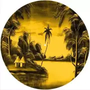 Slipmat Scratch Pad Felt 12" Turntable LP DJ Record Player TIKI HUTS BURNT YELLO