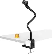 ZealSound Microphone Stand,Flexible Gooseneck Desktop Mic Stands Holder with Heavy Duty Desk Clamp,3/8" to 5/8" Screw Adapter Include 360 Adjustable Compact Mic Arm for Blue Snowball Ice Spark (Black)
