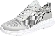 [Generic] Men Sneaker Boots Summer Men Sports Shoes Flat Lightweight Mesh Breathable Lace Up Solid Color Casual Style Mens Classic Leather Sneaker