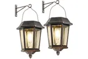 Litogo [2PK] Solar Lights Outdoor Waterproof, Metal Solar Lanterns Wall Light