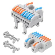 4pcs Din Rail Press Quick Terminal Blocks Splicing Wire Connectors(2 in 8 out)