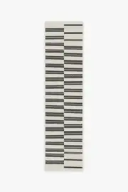 75' x 305' | Machine Washable Runner Rug | Kid & Pet Friendly | Indoor Rug | Offset Stripe Black Outdoor Rug | Ruggable