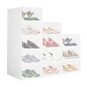 12PCS Plastic Shoe Boxes Stackable Organiser Large Storage Containers Drawers Sneaker Display Cases Bins Organizer Holder Unit with Clear Door