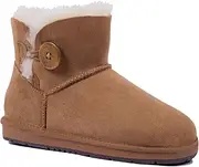 [UGG AUZLAND SHEEPSKIN] UGG Mini Boots Chocolate,Australian Premium Soft Sheepskin Wool UGG Boots Button