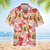 在飛比找蝦皮購物優惠-炎熱的夏天與狗圖案夏威夷襯衫男士女士酷花卉襯衫狗和貓臉短袖兒