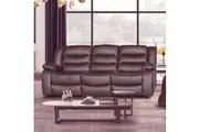 3 Seater Recliner Sofa In Faux Leather Lounge Couch in Brown