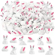 FFNIU Miniature Rabbit Figurines, 100Pcs Mini Resin Bunny Animals Toy, Miniature Rabbit for Landscape Ornaments Miniature Garden Decor Potted Plant,Cake Topper Decoration