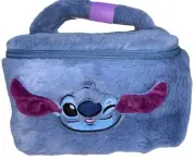 Disney Wink Stitch Fluffy Plush Lilo & Stitch Cosmetic Organizer Makeup Bag Case