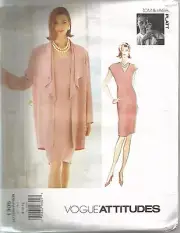 Vogue Sewing Pattern1305, Tom, Linda Platt, Dress, Jacket, Size 8-12, Uncut