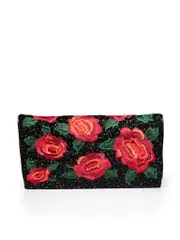 Floral Embroidered Beaded Clutch