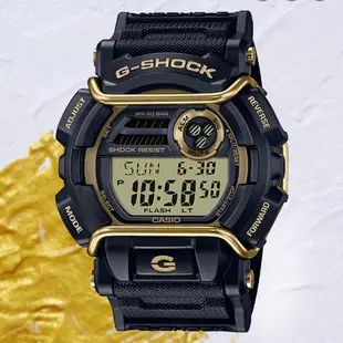 【CASIO 卡西歐】G-SHOCK 嘻哈街舞時尚休閒黑電子錶-黑金(GD-400GB-1B2)