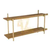 Two Tiers Shelf Brown Furniture Indoor Living Dining Room Office Decor