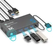 USB 3.0 HDMI KVM Switch 1 Monitor 2 Computers, 8K@60Hz KVM Switches for 2 Comp..