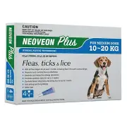 Neoveon Plus for Medium Dogs 10 - 20Kg BLUE 4Pack - Fleas Ticks & Lice 1/month