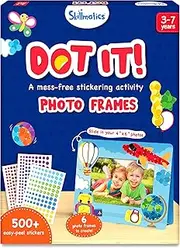 Skillmatics Dot It Sticker Art Activity - Photo Frames, Mess-Free Fun for Kids, 500+ Stickers, Craft Kits, DIY Activity, Travel Toys, Gifts for Boys & Girls Ages 3, 4, 5, 6, 7