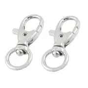 Handbag Metal Lobster Clasps Swivel Clips Keychain Keyring Silver Tone 2 Pcs