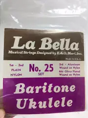 La Bella Vintage Ukulele Strings Baritone No. 25 Nylon Aluminum Silver Plate NOS