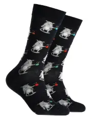 [Mitch Dowd] Coffee Cat Cotton Crew Socks in Navy