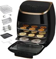 11L Air Fryer Oven, 2000W Digital Air Fryer Oven Pizza Cooker with 30-200℃ Temperature Control, Less Oil Airfryer Built-in Energy-Saving Ambient Light, 360° Automatic Rotation Baking