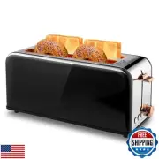 Pukomc Toaster 4 Slice with Wide Slots, 2 Long Slot Toaster for Bagels Waffle
