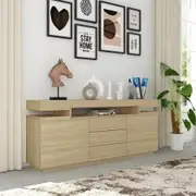 3 Drawer Sideboard TV Stand Cabinet Entertainment Unit Buffet Table Oak 160x35x72cm