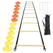 Sports Speed Agility Set 12 Disc Cones 4 Steel Stakes and Agility Ladder fo M9B5