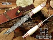 HUNTEX New Custom Handmade Damascus 330mm Long Full-Tang Camel Bone Exotic Knife