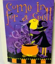 Russ Come In For A Spell Halloween Decorative Estate Flag Witch Cauldron 30x43