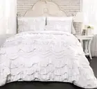 Lush Decor Kemmy Quilt Ruffled Textured 2 Piece Twin Size Bedding Set, White
